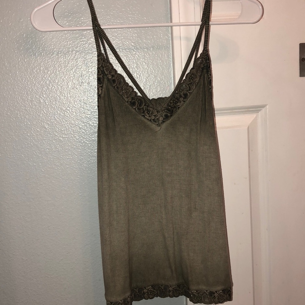 Olive green lace tank